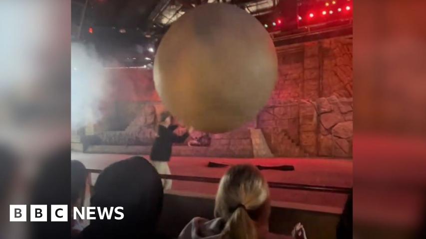 Disney Helper Stops Big Ball from Hitting People